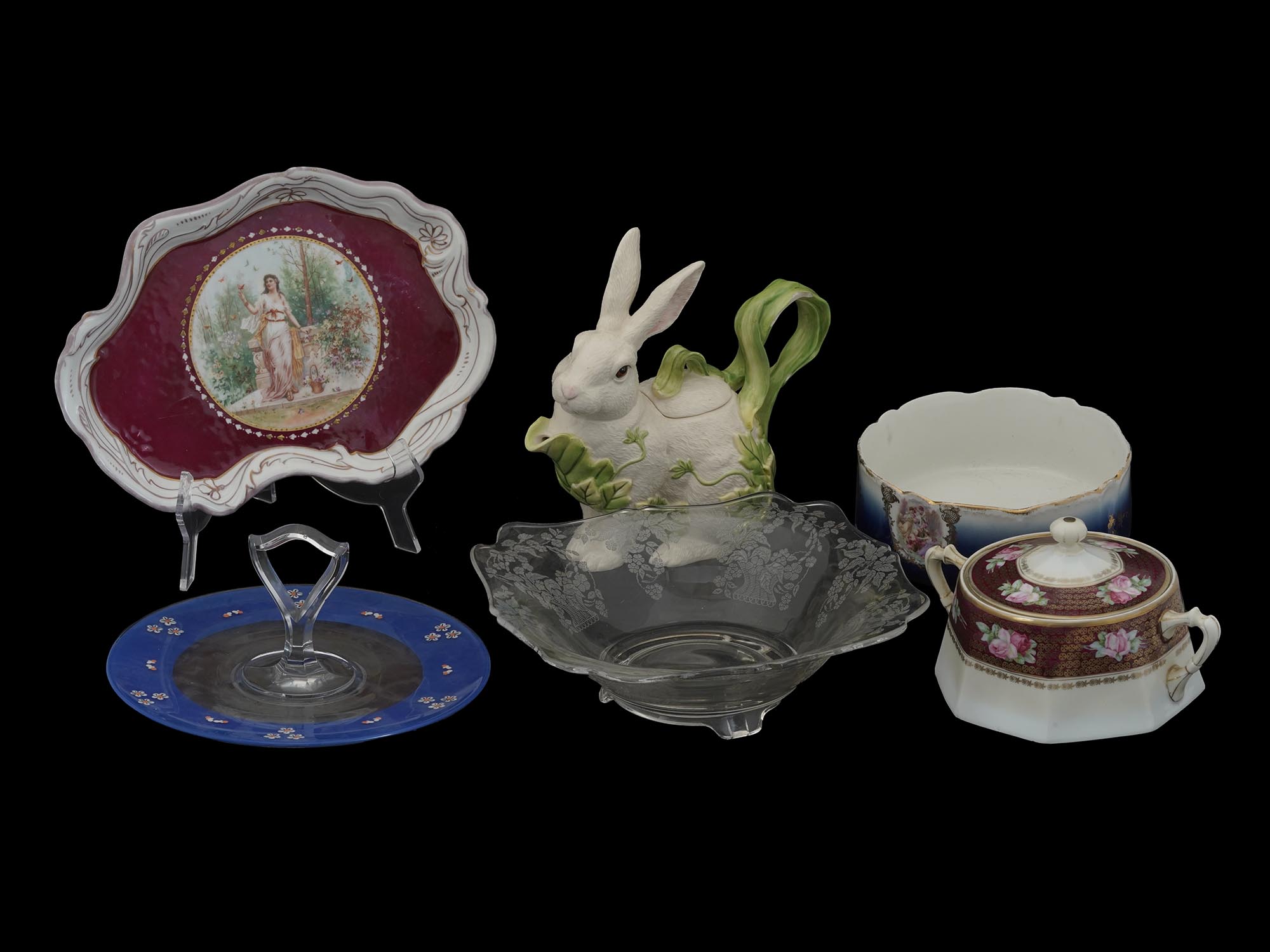 ANTIQUE AND VINTAGE PORCELAIN AND GLASSWARE ITEMS PIC-0